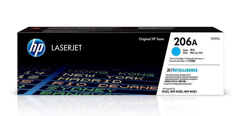 TONER HP(#206A) PARA LASERJET PRO COLOR M255DW/M283FDW/M283CDW CYAN(W2111A)