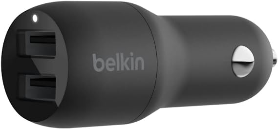 ADAPTADOR BELKIN PARA CARGADOR DE CARRO 24W 2 PUERTOS USB BLACK (CCB001BTBK)
