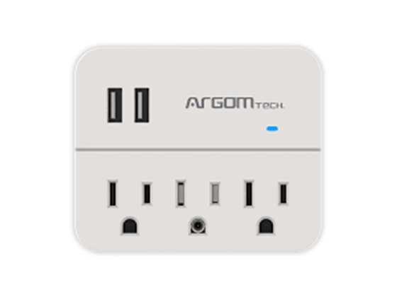 ADAPTADOR ARGOM 3 OUTLET/2 PORT USB (ARG-AC-0266WT)